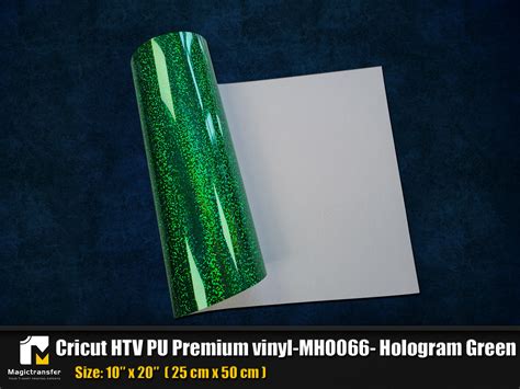 Cricut Premium Vinyl Permanent Holographic Threads 30.5cm x 122cm (True Green); Lies flat without tunneling or bubbling for a perfect cut; Easy to weed, effortless to apply for a sparkly holographic effect; Ideal for indoor projects, from custom mugs and shower doors to decorative glassware and much more; Water-resistant adhesive